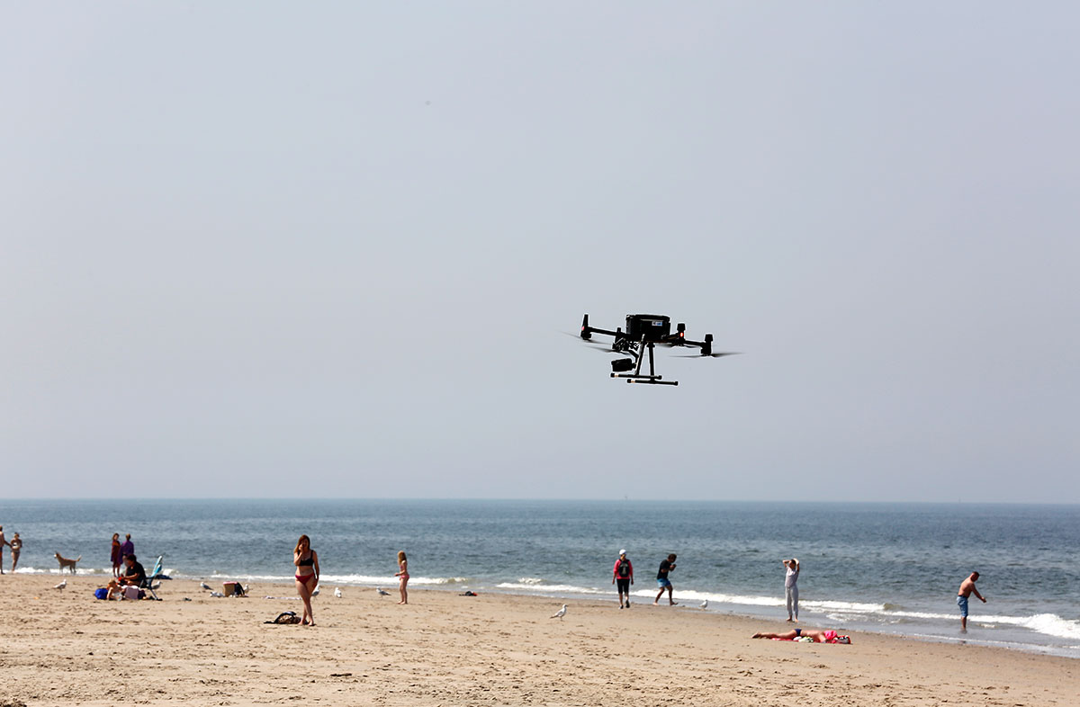 Drone flying above the beach