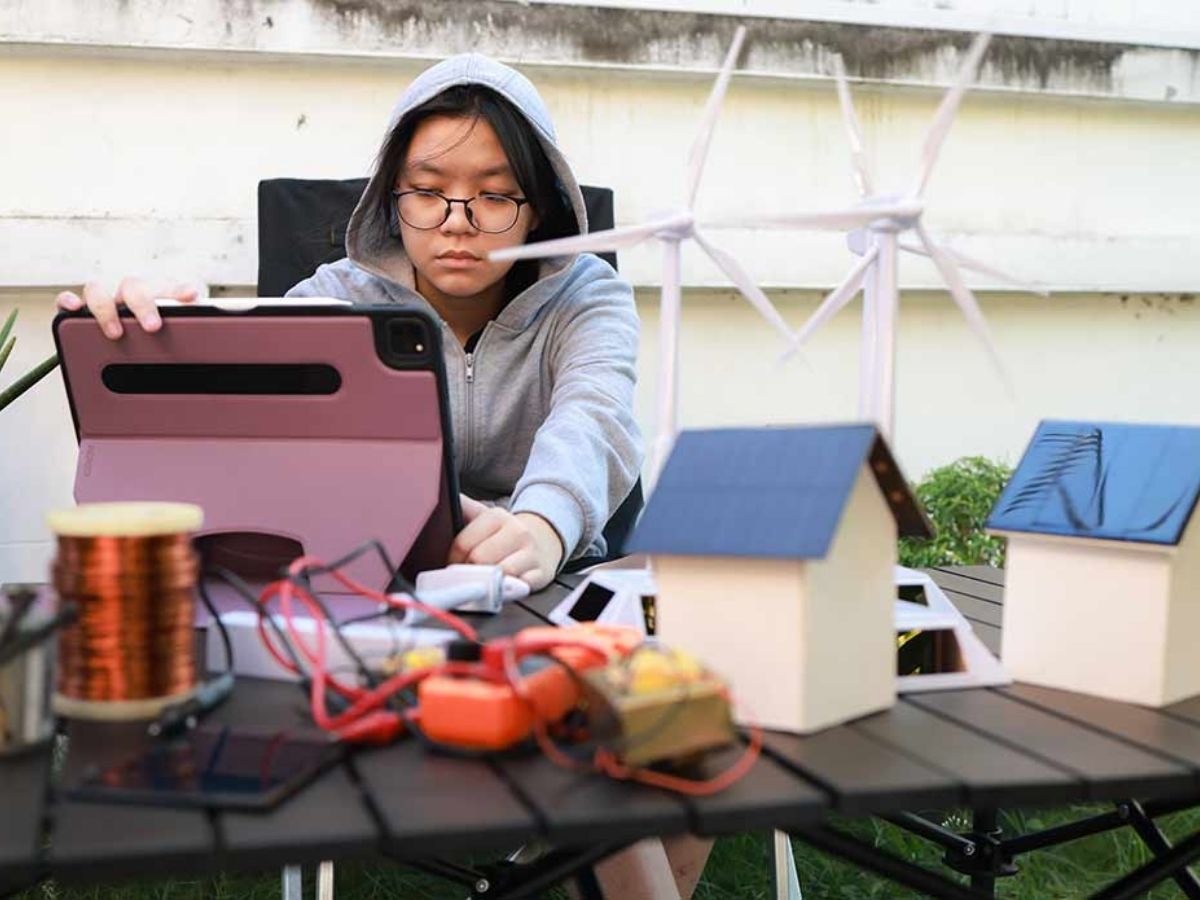 Indonesian girl working on sustainability goals