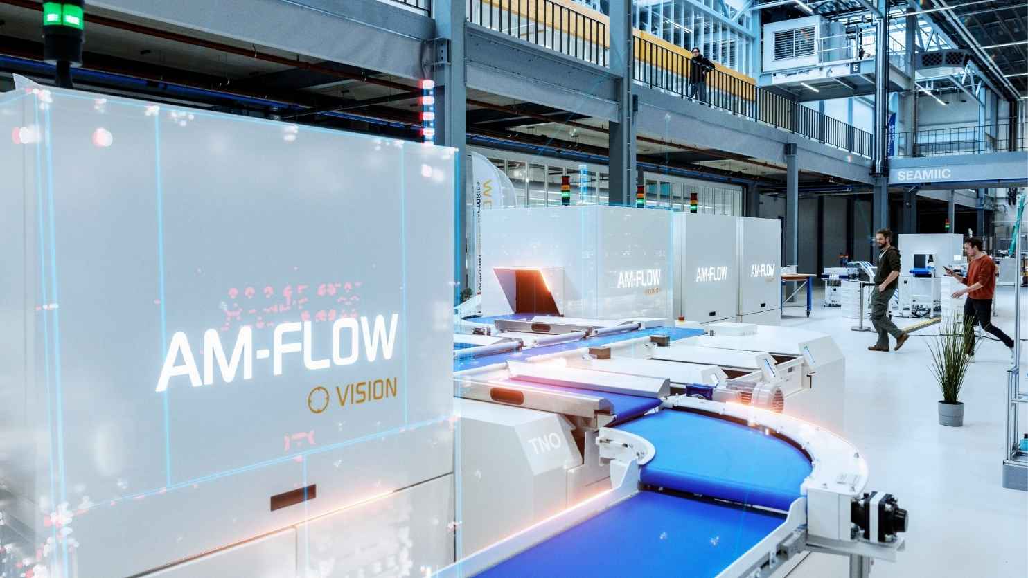 AM-Flow levert binnen SEAMIIC de kerntechnologie om de verschillende stappen in de postproductie te automatiseren, van het sorteren van geprinte onderdelen tot en met kwaliteitscontrole en verpakk