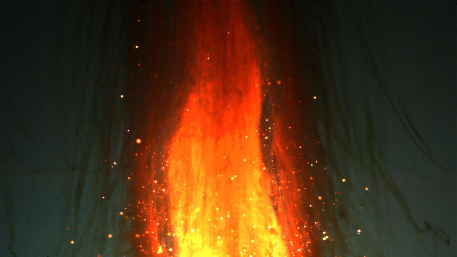 Afbeelding van een hogesnelheidsopname van een brandende pyrotechnische compositie