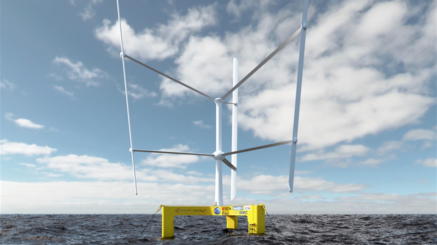 Floating wind turbine at sea, artist impression